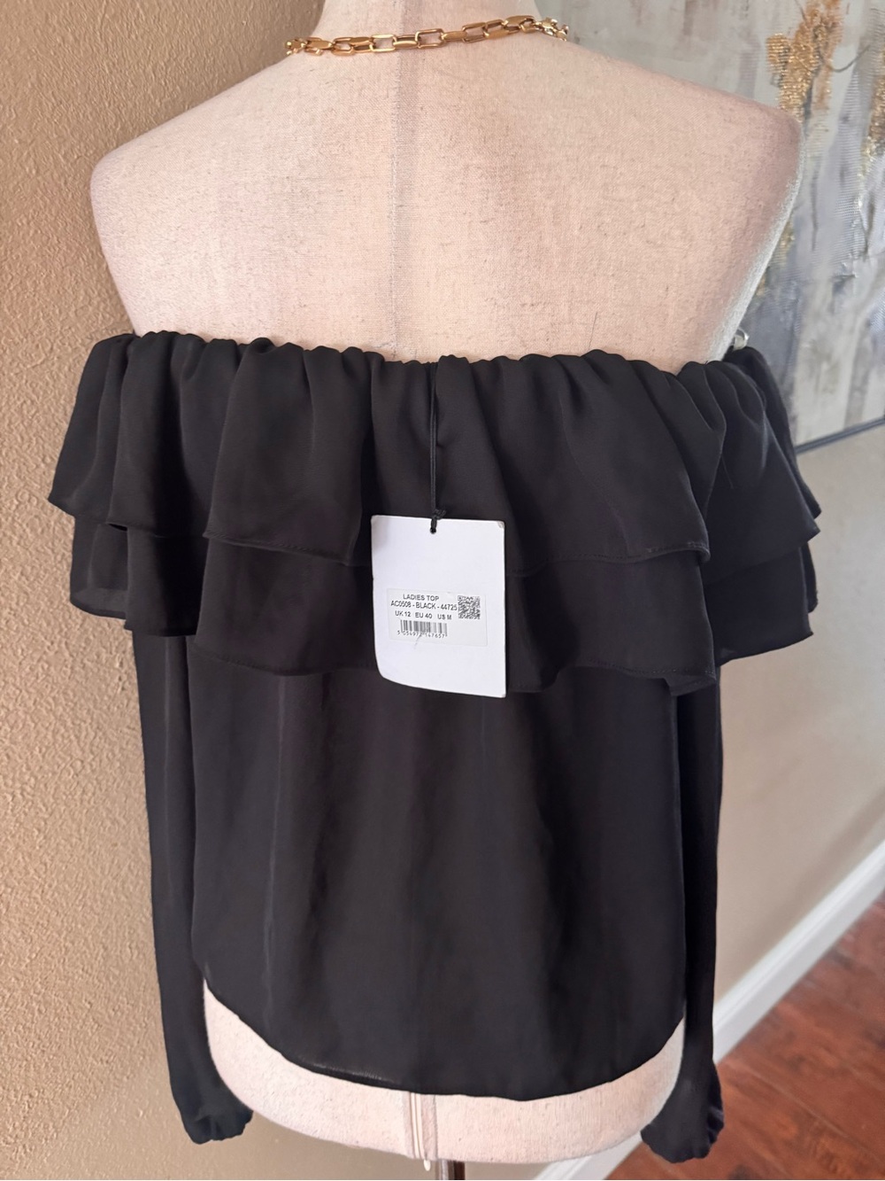 Glamorous Black Off-Shoulder Ruffle Blouse - Picture 6 of 6